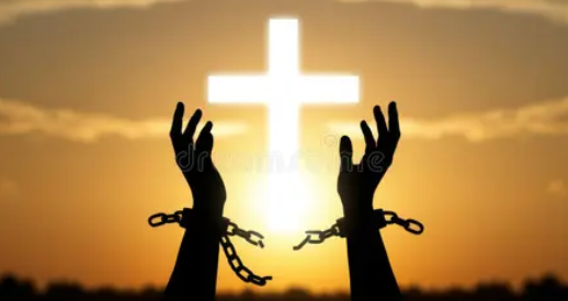 Hands praising God up in the air with cross in between them