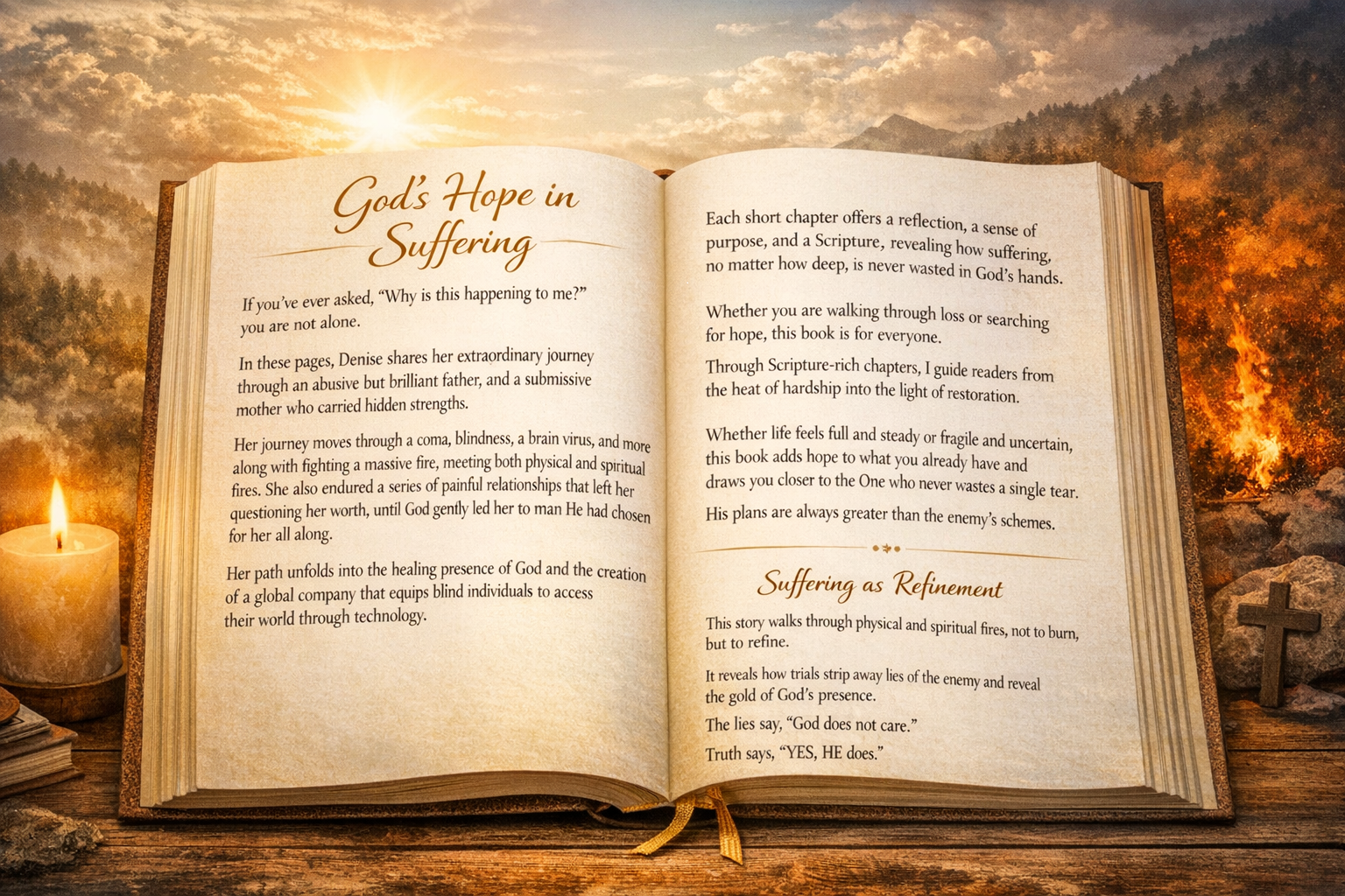 God's Hope in Suffering Book: The lies say, "God does not care." and Truth says, "Yes, He does."