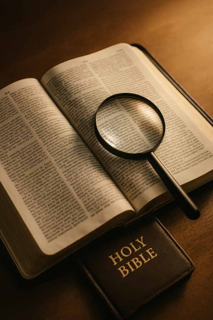 Open Bible examining the Word of God