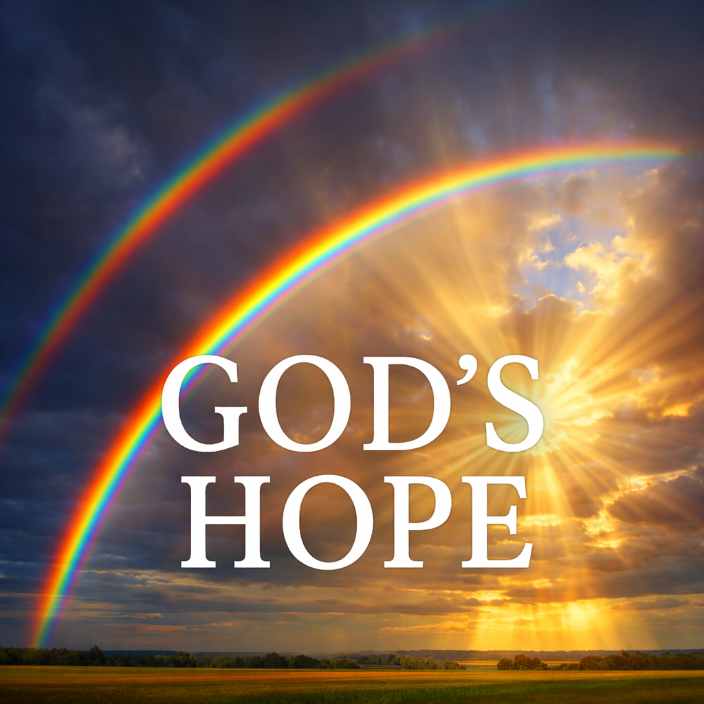 Double Rainbow with the words God's Hope