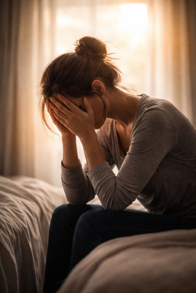 Deep exhaustion with a glow of light giving Gods' Hope