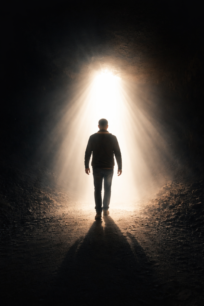 Man walking Toward the Light
