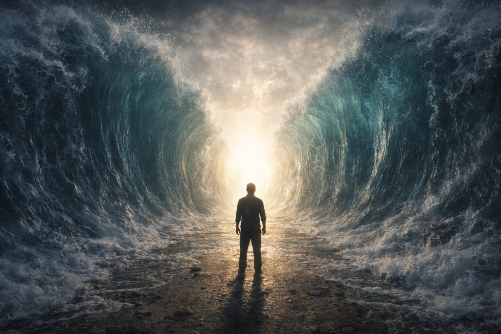 Have you ever felt trapped: a wall of water on all sides